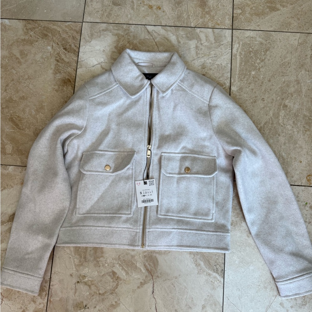 Zara Light Gray Wool-Blend Jacket